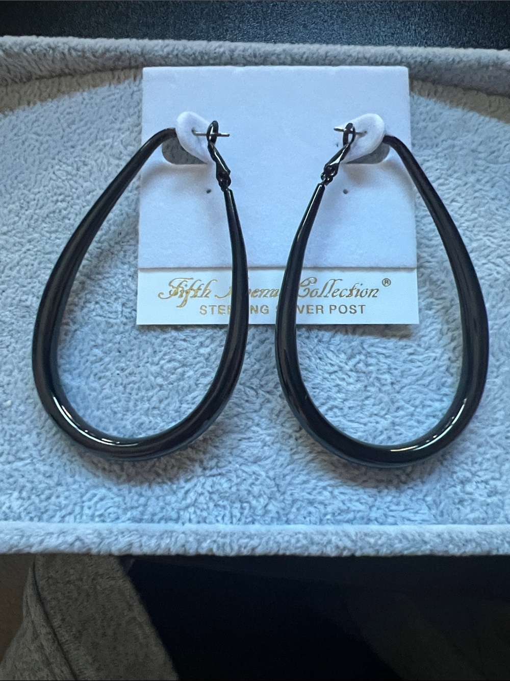 Sleek Black Teardrop Hoop Earrings